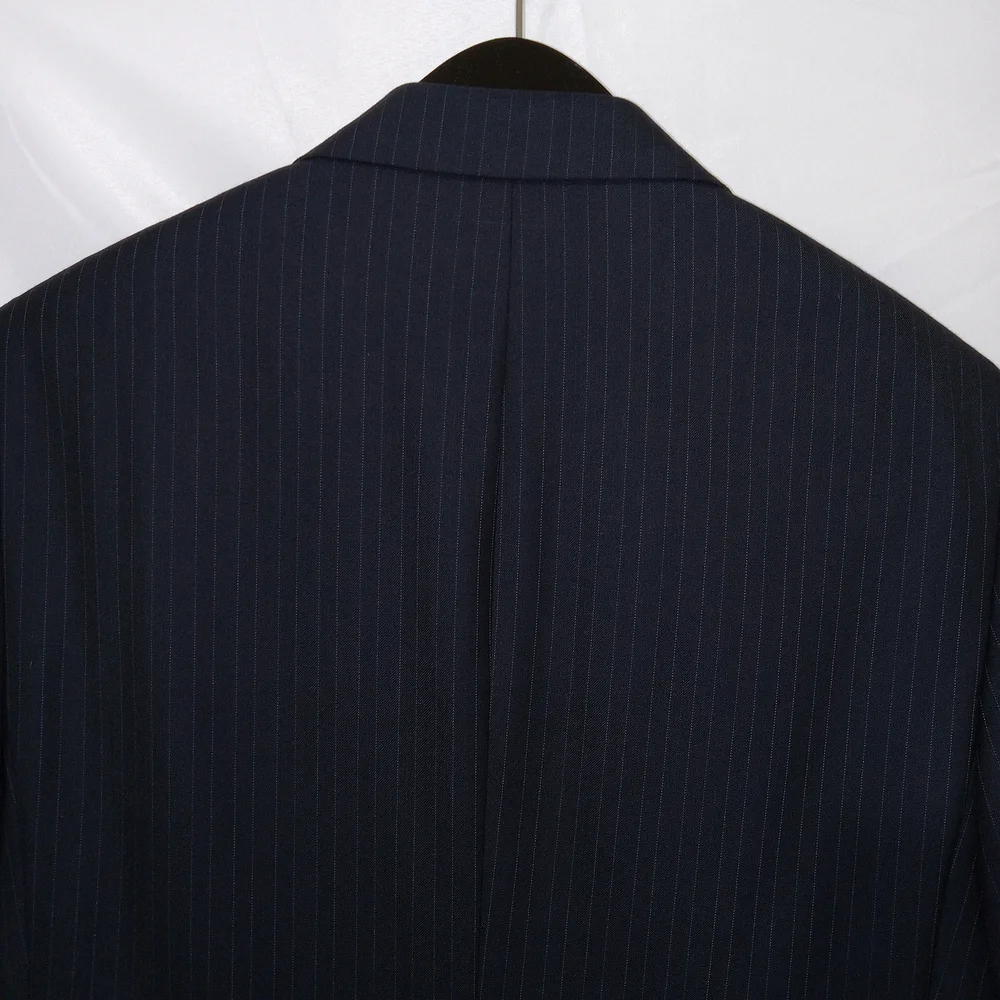 Jos A Bank Black 100% Wool Pinstriped Full Suit Set Blazer Size 38S Pants 32x28 - Picture 5 of 15